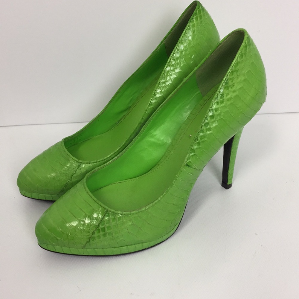 Ralph Lauren Kailee Lime Green Animal Heels 8.5B